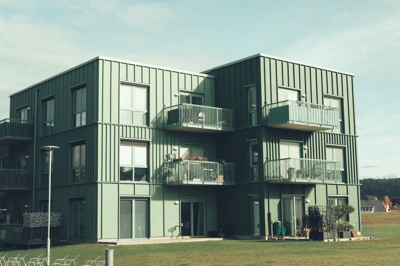 Contemporary apartment building with balconies in Jönköping, Sweden.